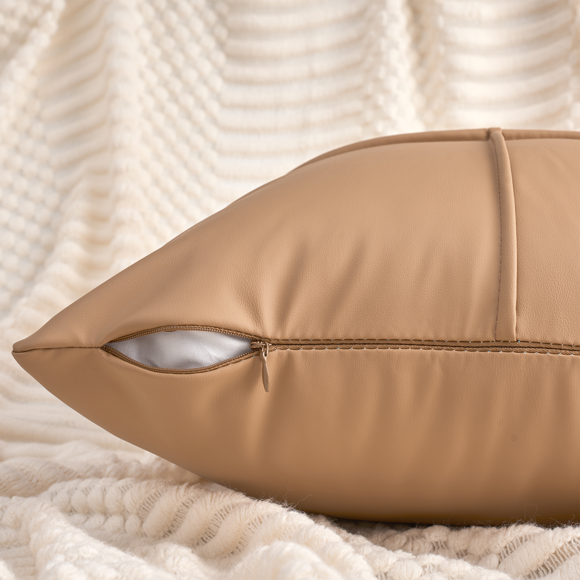 Unique Bargains Set of 2 Square Throw Pillow Covers Decorative Cases Light Brown