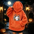 thumbnail image 5 of DHFJKG Blanket Hoodies For Women Halloween Pumpkin Sweatshirts Fuzzy Oversized Hoodie Ghost Print Flannel Tops, 5 of 6