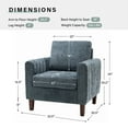 thumbnail image 2 of Contemporary Velvet Fabric Club Chairs Set of 2 Upholstered Accent Armchairs Lounge Sofa Removable Backrest Wood Legs Home Living Room Navy, 2 of 6