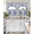 thumbnail image 4 of Boho Blue Flower Swag Curtains for Living Room/Bedroom Windows, Spring Watercolor Country Floral Plant Kitchen Curtains and Valances Set 36 Inch Length, Light Filtering Swags Valance Curtain Panels, 4 of 5