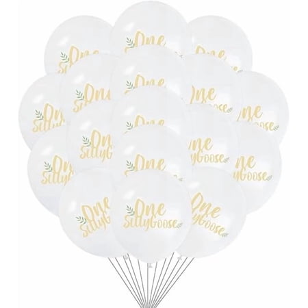 One Silly Goose Balloons, Goose Themed Birthday Party Decorations White Geese Baby Shower Decor Farm Animal Theme Latex Balloons Set for Kids Birthday Baby Shower Party Supplies (one silly goose)