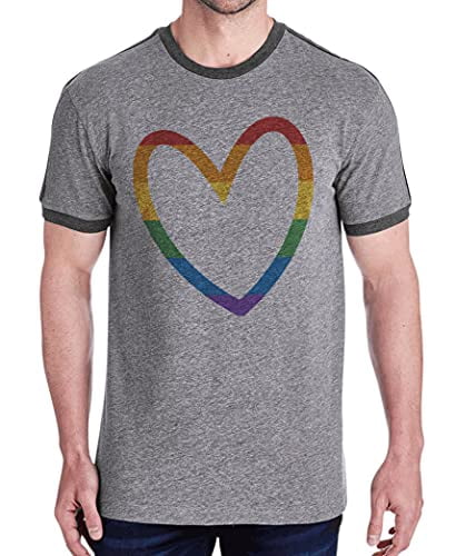 Heart Pride Rainbow Grey Ringer Tee 