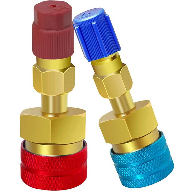 2PCS Quick Couplers Connectors Adapters R1234YF to R134A High and Low Side Quick Coupler R12 to R134A Adapter Fitting Connector for Car Air Conditioning AC Charging