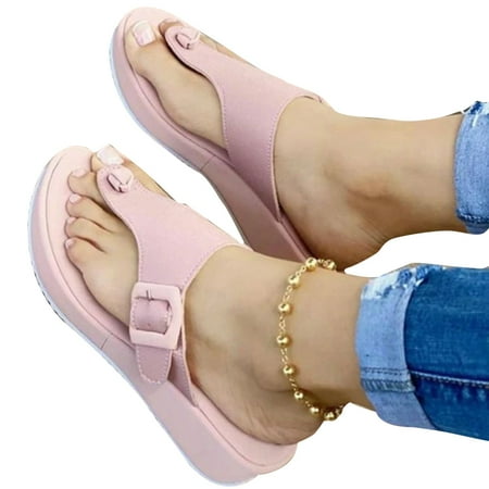 

Women s Fashionable Flip Flops Orthotic Sandals With Arch Support Platform Wedge Sandals Summer Open Toe Style Sandals Red 37
