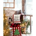 thumbnail image 2 of Set of 4 Red White Buffalo Check Plaids Pillow Covers Merry Christmas Green Trees Jingle Bells Holly Mistletoe Rustic Farmhouse Decorative Throw Pillow Cases Cotton Linen 18x18 Inch, 2 of 6