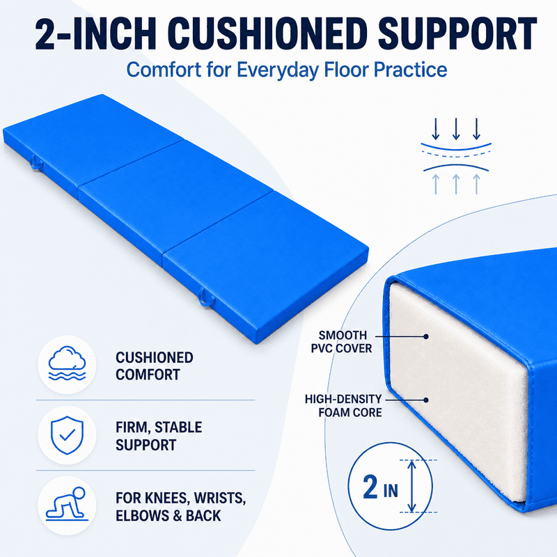 Tumbling Mat, 6’x2" Thick High Density Anti Tear Gymnastics Mat, Gym Folding Exercise Aerobics Mats w/Carrying Handles for Home Gym Exercise, Multiple Colors