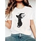 thumbnail image 1 of Halloween T-shirt - Halloween Series Witch Hat Black Cat Graphic T-Shirt for adults - Casual Cotton Fabric, Medium Stretch, Round Neck, Summer Top with Halloween Pattern, 1 of 6