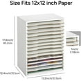 15 Slot Paper Organizer Storage, Wood Adjustable Shelves Paper Storage ...