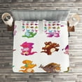thumbnail image 2 of Ambesonne Colorful Quilted Coverlet 3 Pcs, Dinosaurs Extinction, King Size, Multicolor, 2 of 2