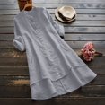 thumbnail image 2 of Clothing Basic Tee Fall Tops Women's Solid Color Button Cotton Linen With Pockets Thin Long Sleeve Long Blouse T Shirt Shirt Comfy Casual Vacation, 2 of 4