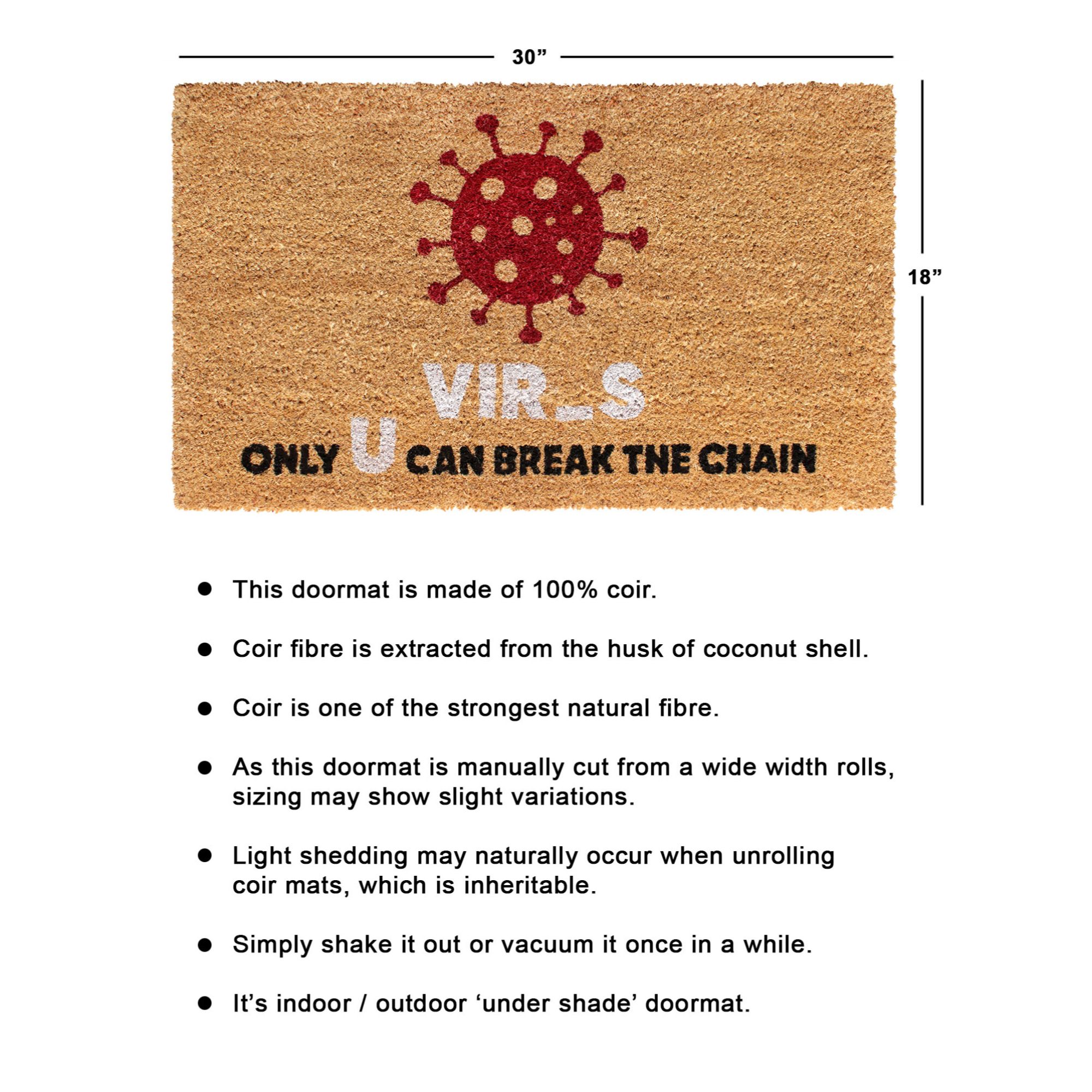 RugSmith Multi Machine Tufted Only U Can Break the Chain Doormat, 18" x 30"