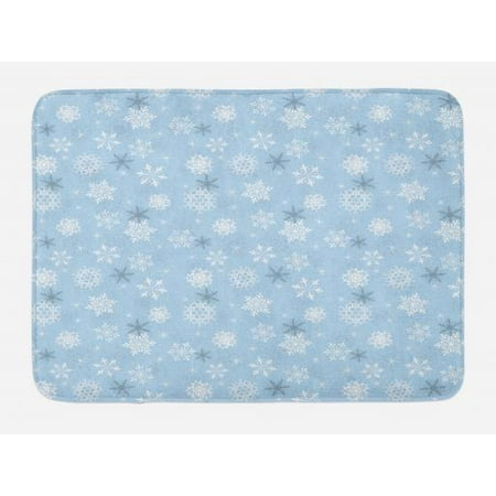 - Winter Bath Mat, Cold Weather in Winter New Year`s Eve Traditional Holiday Christmas Stars, Non-Slip Plush Mat Bathroom Kitchen Laundry Room Decor, 29.5 X 17.5 Inches, Baby Blue Grey White, Ambesonne