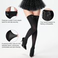 thumbnail image 3 of Women's Satin Bows Thigh High Stockings Hold-ups Snag-Resistant Knee High Long Socks, 3 of 12