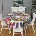thumbnail image 2 of Multicolor Ethnic Mandala Pattern Round Tablecloth 60"x60",Wrinkle Wipeable Table Cloth for Kitchen Dining Room Picnic Patio Party, 2 of 6