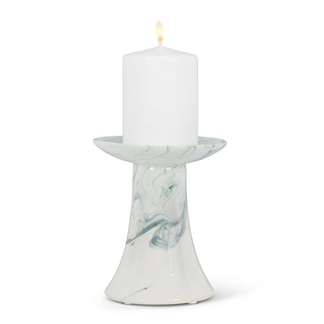 Marble Look Cone Pillar Candle Holder