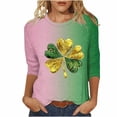 thumbnail image 2 of Meichang T-Shirts à Manches 3/4 pour Femmes, T-Shirts Graphiques Chanceux pour la Saint-Patrick, Col Rond, Coupe Ample, T-Shirts de Vacances Irlandais, 2 of 5
