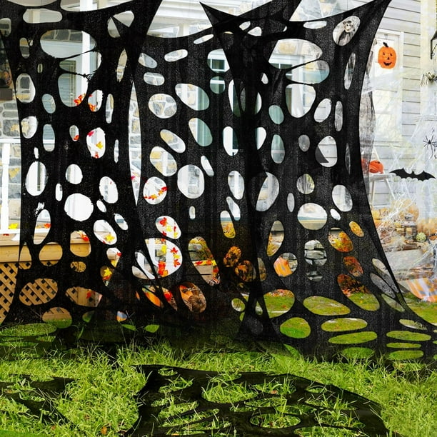Decoración de Halloween, tela de araña gigante, 1000 pies cuadrados con 10 clavos