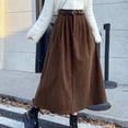 thumbnail image 3 of Womens Corduroy Skirt New High Waist Vintage A-Line Maxi Skirt Coffee M YIWEI, 3 of 11