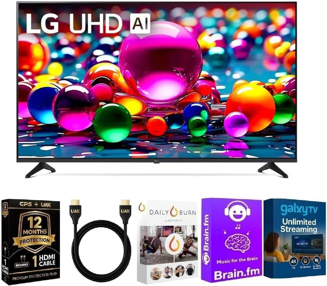 LG, 55 Inch UA77 LED AI 4K UHD Smart webOS TV, 55UA7700PUB, Black