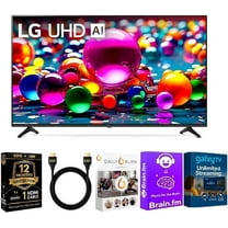 LG 55" Class UA77 Series LED AI 4K Smart webOS TV (2025 Model) HDMI Cable 12 Month CPS Warranty Streaming Bundle – HDR10, ThinQ AI, Wi-Fi 6, Voice Control, Slim Design