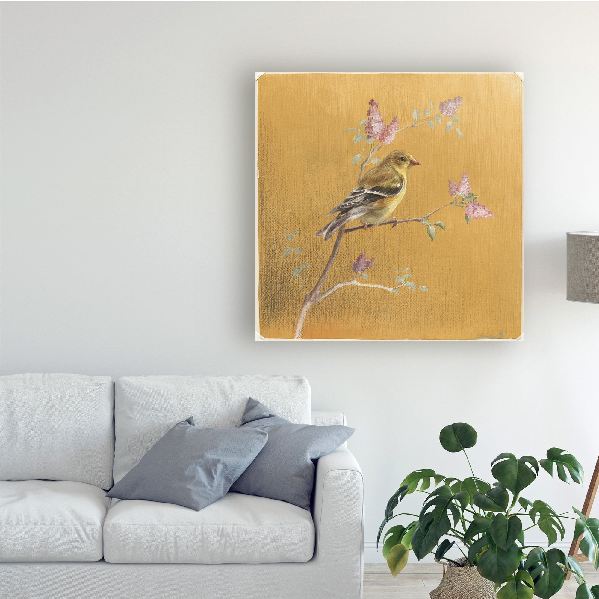 Trademark Fine Art 'Female Goldfinch on Gold' Canvas Art by Danhui Nai