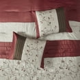 thumbnail image 4 of Madison Park Serene Floral 7-Piece Queen Faux Silk Embroidered Comforter Set, Red, 4 of 12