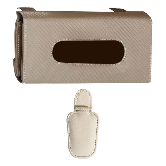 Porta Pañuelos para Visera de Coche BLESIY con Clip para Gafas de Sol Beige