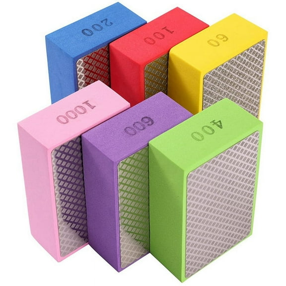 6PCS Diamond Hand Polishing Pads,60/100/200/400/600/1000 Sanding Pads Tile Tools Pad Block