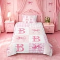thumbnail image 2 of meiyoeat Bow Monogram B Twin Duvet Cover For Girls,Kids Pink Coquette Bowtie Twin Bedding,Pink Reversible,2-Piece(No Comforter), 2 of 6