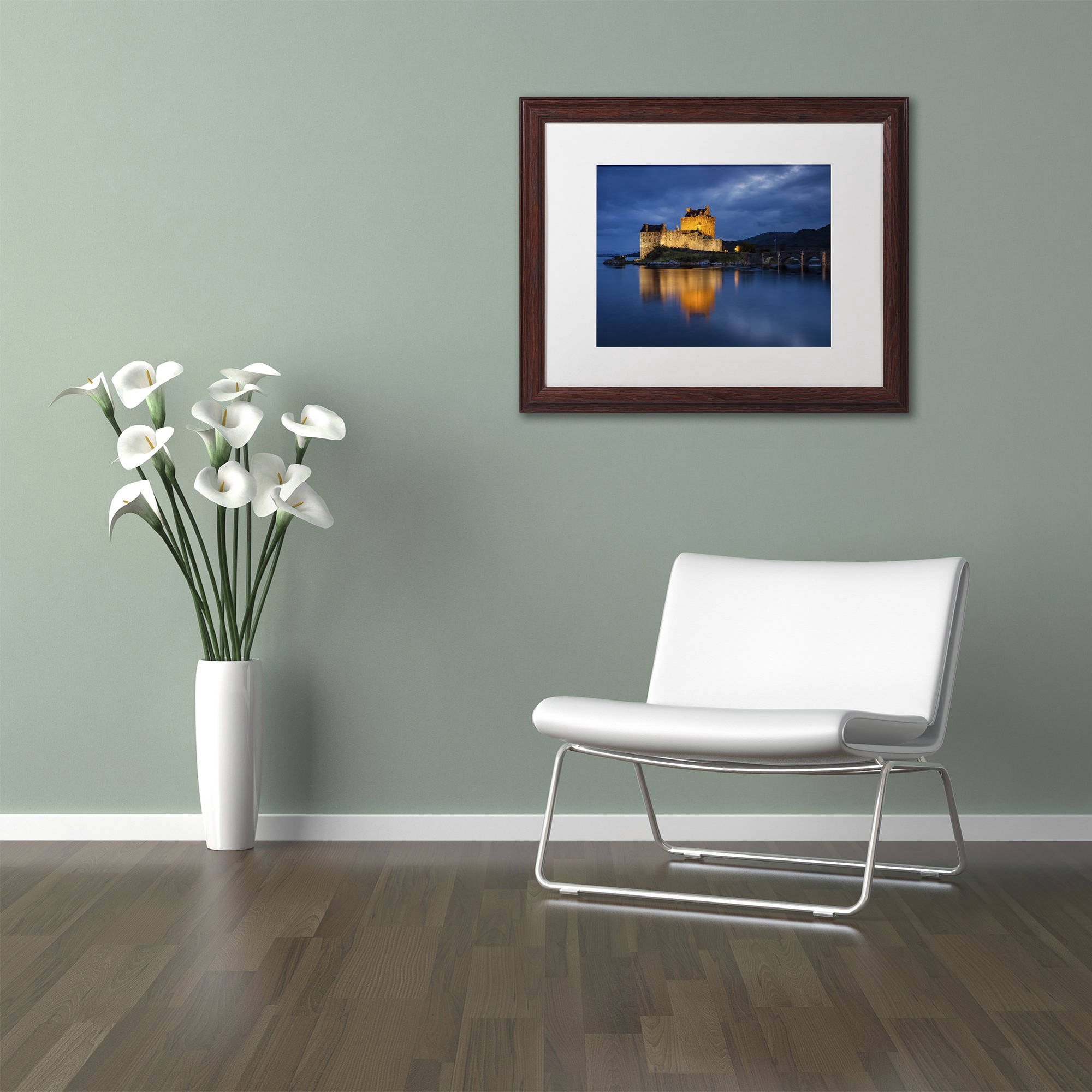 Trademark Fine Art "Eilean Donan Castle" Canvas Art by Michael Blanchette Photography White Matte, Wood Frame