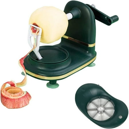 

Dosaele 2 Pcs Fruit Automatic Rotating Peeler Apple Peeler with Wedges Corer Potato Hand Peeler Tool Quick-Peel Tool Multifunction Peeler Hand Crank Peeling for Kitchen Quick Food Peeler-Dark Green