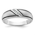 thumbnail image 3 of Auriga Fine Jewelry 14K White Gold with Black Rhodium Men's Polished and Satin 1/15 Carat Lab Grown Diamond Ring Size 10, 3 of 5