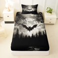 thumbnail image 3 of Manfei Gothic Ghost Twin Sheets 3pcs, Boho Aztec Happy Halloween Bedding, Black White Gray,1 Fitted Sheet, 1 Flat Sheet and 1 Pillowcase, 3 of 5