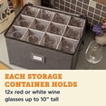 thumbnail image 3 of Rangement pour Verres à Vin, Contient 12 Verres à Vin Rouges Ou Blancs, Intérieur Entièrement Rembourré avec Dessus et Côtés Durs (Gris, Ensemble de 2 Rangements pour Verres à Vin), 3 of 4