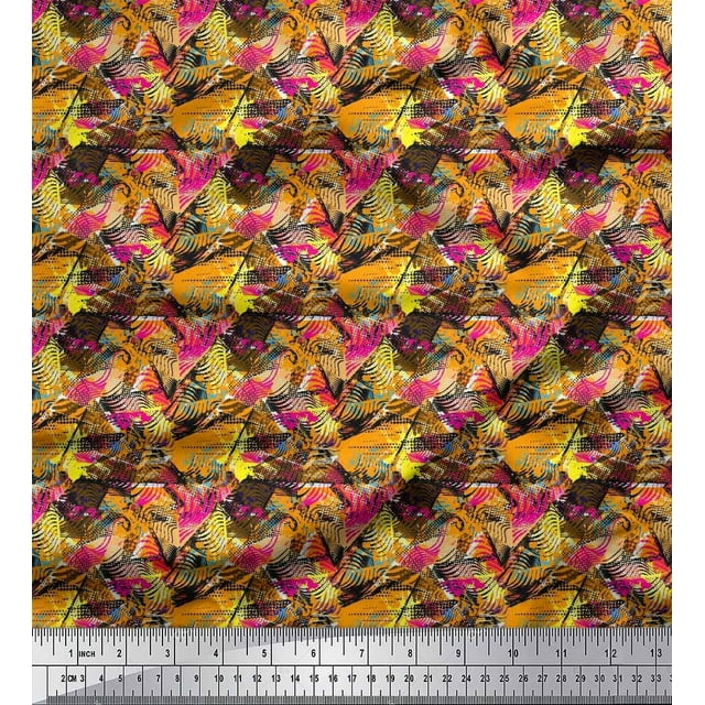 Soimoi Poly Georgette Fabric Animal Skin Abstract Print Sewing Fabric Yard 52 Inch Wide