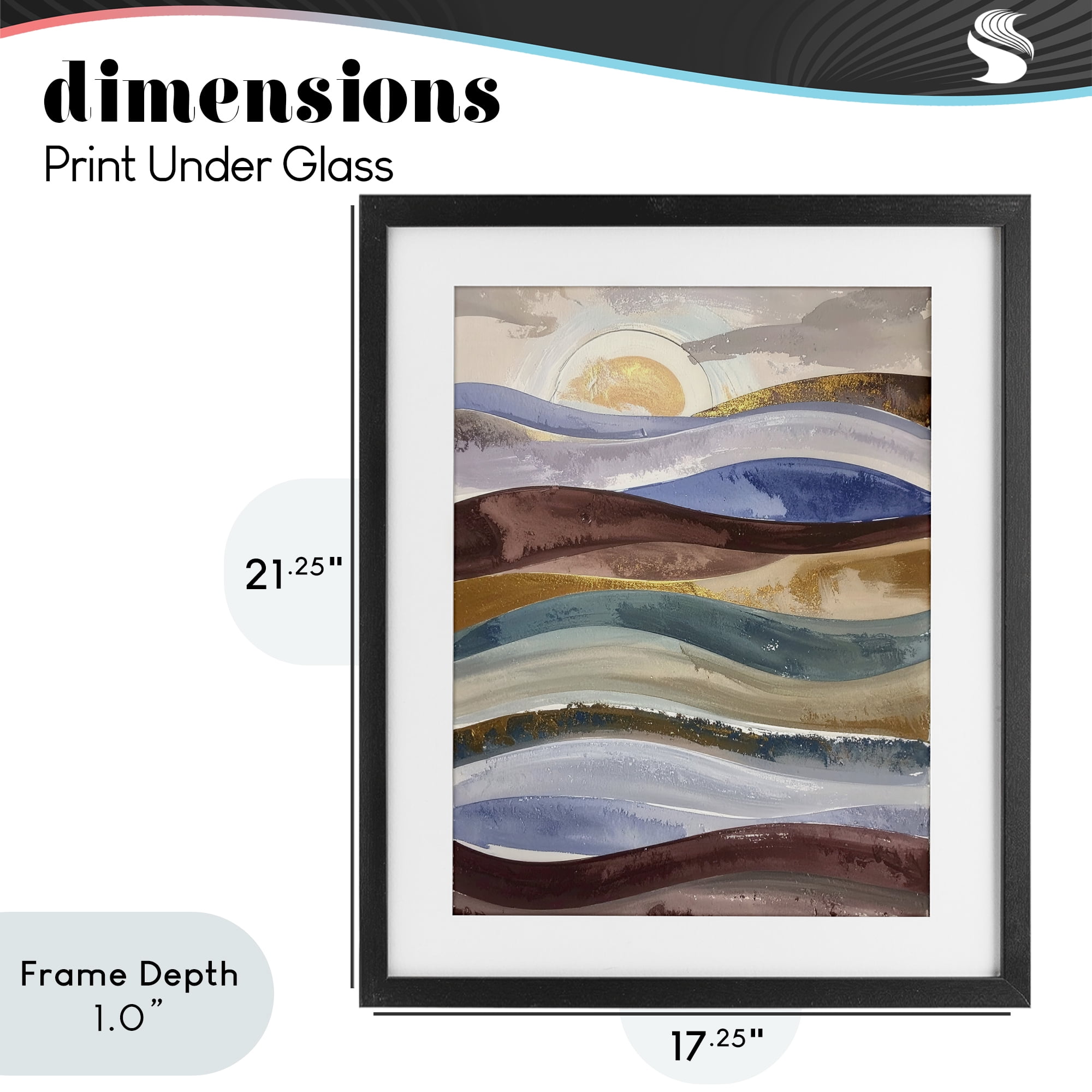 Stupell Industries Layered Ocean Flow Black Framed Print Under Glass, design by Alonza Saunders