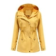thumbnail image 4 of Mialoley Women Trench Coat, Long Sleeve Hooded Jacket Zipper Button Closure Fall Casual Jacket with Pockets, 4 of 9