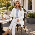 thumbnail image 6 of QUALFORT Cardigan Sweaters for Women, 100% Cotton V Neck Cardigan, Button Front Knit Sweater with Pockets, Long Sleeve Relaxed Fit, Off White S, 6 of 8
