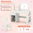 thumbnail image 3 of Gymax Kids Vanity Desk w/ Lights Open Bookshelf Storage Drawer Compartment & Shelves White, 3 of 9
