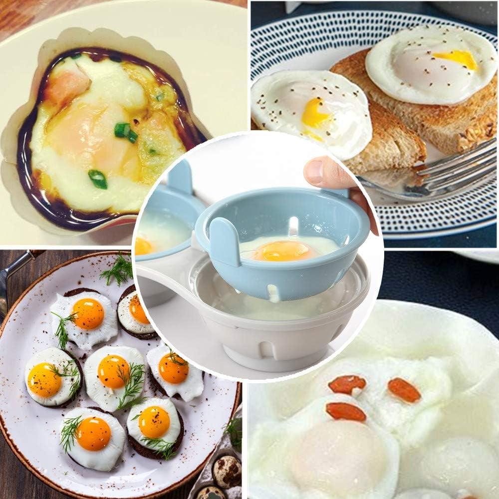 Egg Poacher Microwavable, Egg Steam with Measure Cup Dishwashable, Egg Maker Poached Egg Steamer Kitchen Gadget