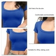 thumbnail image 2 of Blusa de manga corta Elástica Color liso Blusa de manga corta delgada elástica para mujer Lady Dating Zafiro XS, 2 of 9