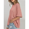 thumbnail image 3 of Oversized T Shirts for Women Short Sleeve Loose Fit Crewneck Summer Tops Casual Basic Rolled Sleeves Tee Shirt, 3 of 6