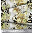 thumbnail image 3 of Soimoi Yellow Cotton Poplin Fabric Paisley & Leopard Animal Skin Print Fabric by the Yard 42 Inch Wide, 3 of 3
