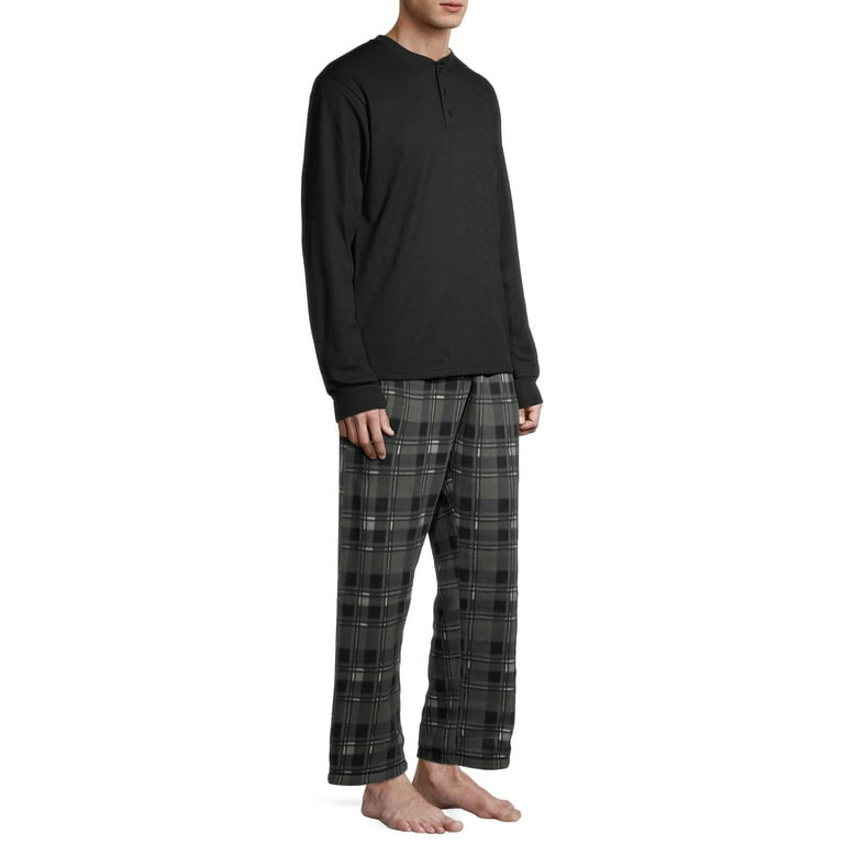 Sahara Club Mens Thermal Henley and Pajama Pant Boxed Set 2 Piece