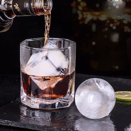 Ice Cube Trays (Set of 2), Sphere Ice Ball Maker with Lid & Large Square Ice Cube Maker for Whiskey, Cocktails and Homemade, Keep Drinks Chilled, Grey