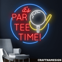 Craftnamesign Par Tee Time Neon Sign, Golf Wall Decor, Golf Club Wall Art