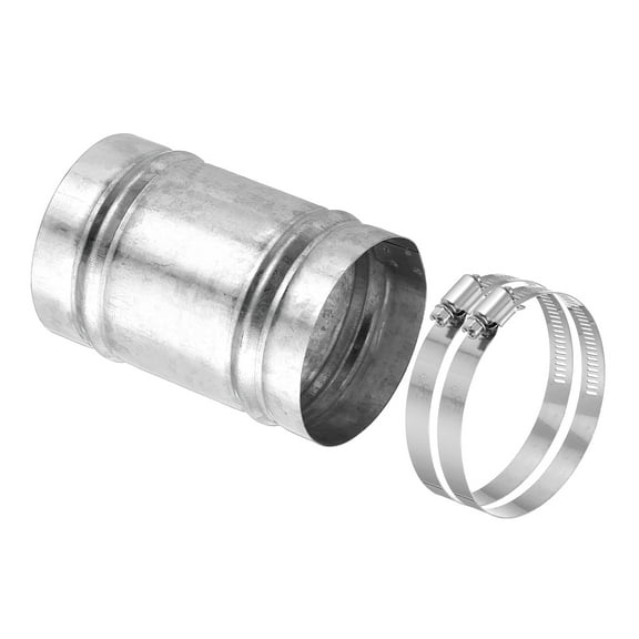 Uxcell 2.7" Duct Connector, 1 Set Galvanized Iron Duct Coupling Vent Coupler Dryer Pipe Coupling Hose Extension Connector with Duct Clamps for HVAC Exhaust Fan Vent Systems, 4" Long