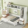 thumbnail image 6 of Harper & Bright Designs Full Size Murphy Bed, Wooden Full Cabinet Bed Wall Bed with Closet and Drawers, Folding Bed for Guest Room Small Room, White, 6 of 18