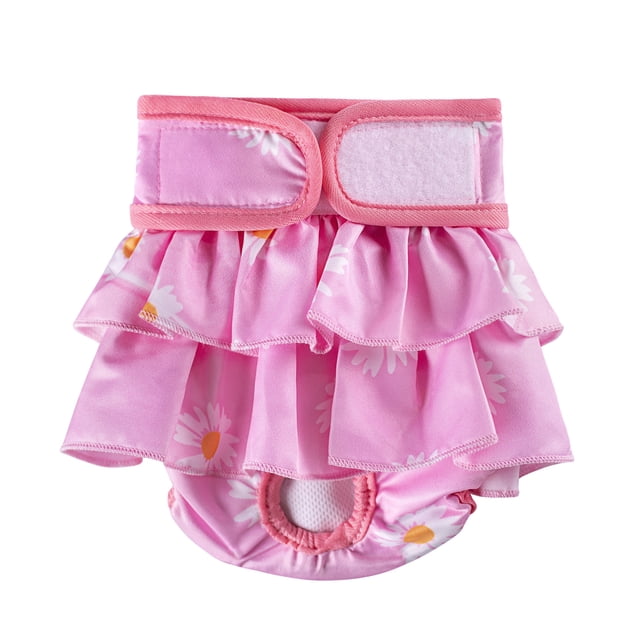 Dog Diapers Female, Reusable Pet Diapers for Female Dogs, Washable Dog Panties Diaper Skirt for Dogs in Heat, Period, Incontinence, or Excitable Urination Light Pink