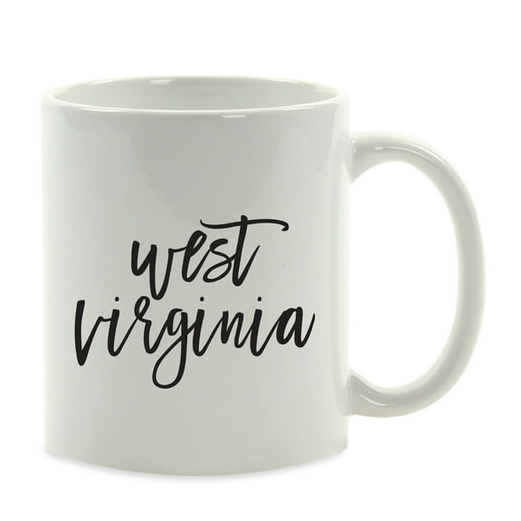 Koyal Wholesale Black Calligraphy West Virginia US State Ceramic Coffee Mug